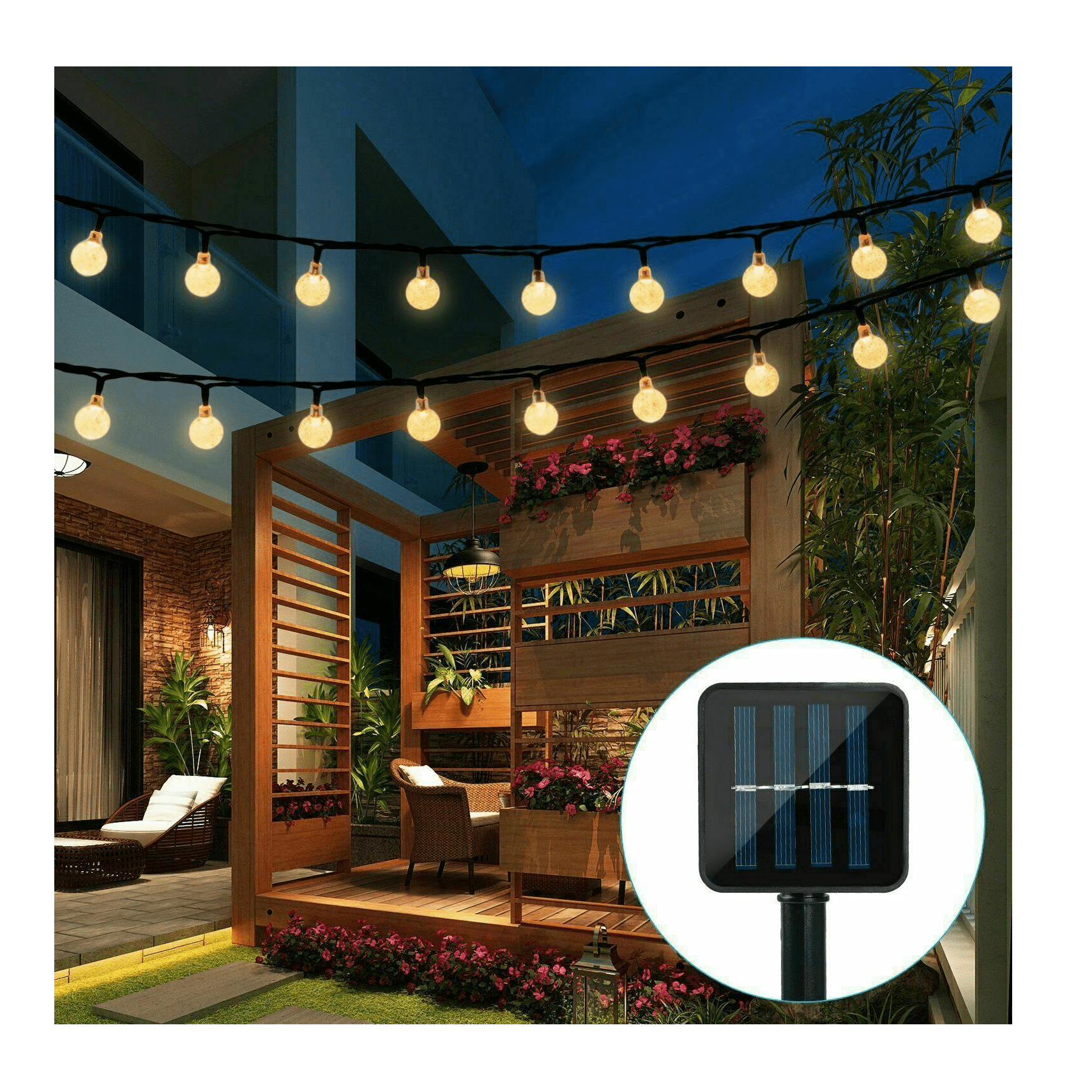 SolarPowered 100 LED String Light Garden Path Yard Decor Lamp Outdoor Waterproof 