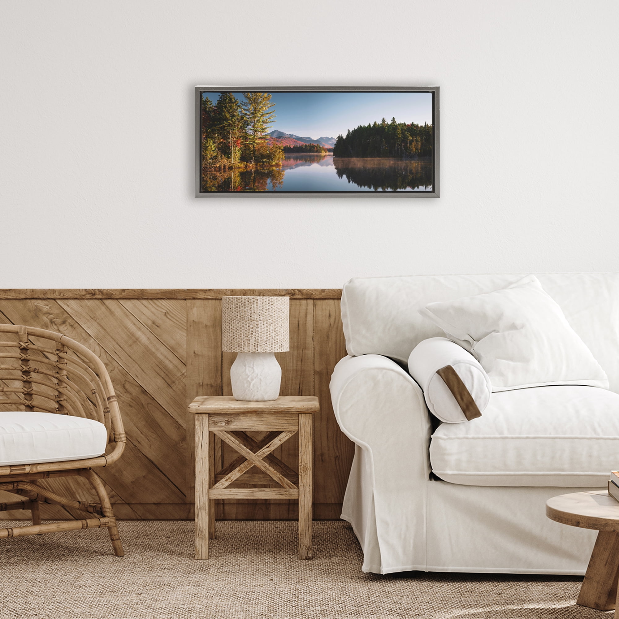 Stupell Industries Autumn Morning Reflection Gray Framed Floater Canvas Wall Art, design by Jonathan Zaharek