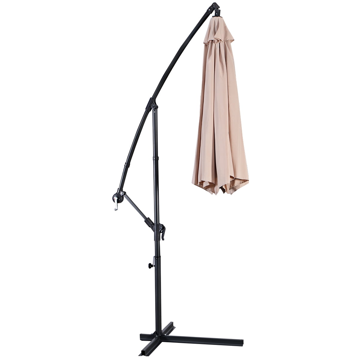 Gymax 10' Hanging Umbrella Outdoor Patio Market Banana Umbrella Offset Beige