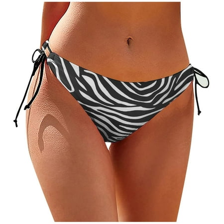 Mlqidk Women Bikini Bottoms Side Tie Adjustable Bathing Suit Swimsuit Cheeky Swim Bottom