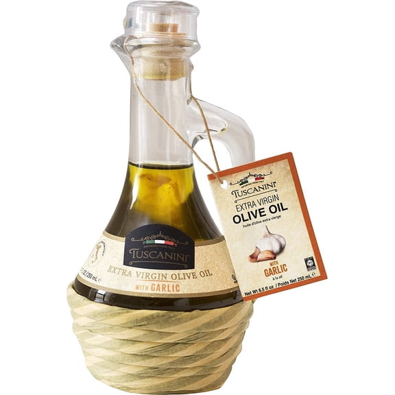 Tuscanini Garlic Infused Extra Virgin Olive Oil 250mL , Imported from Italy, Cold-Pressed, Luxurious Taste, All Natural, Non GMO, Upgrade Your Meals with Tuscanini EVOO
