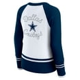 thumbnail image 3 of Women's WEAR by Erin Andrews White/Navy Dallas Cowboys Colorblock Raglan Sweater, 3 of 5