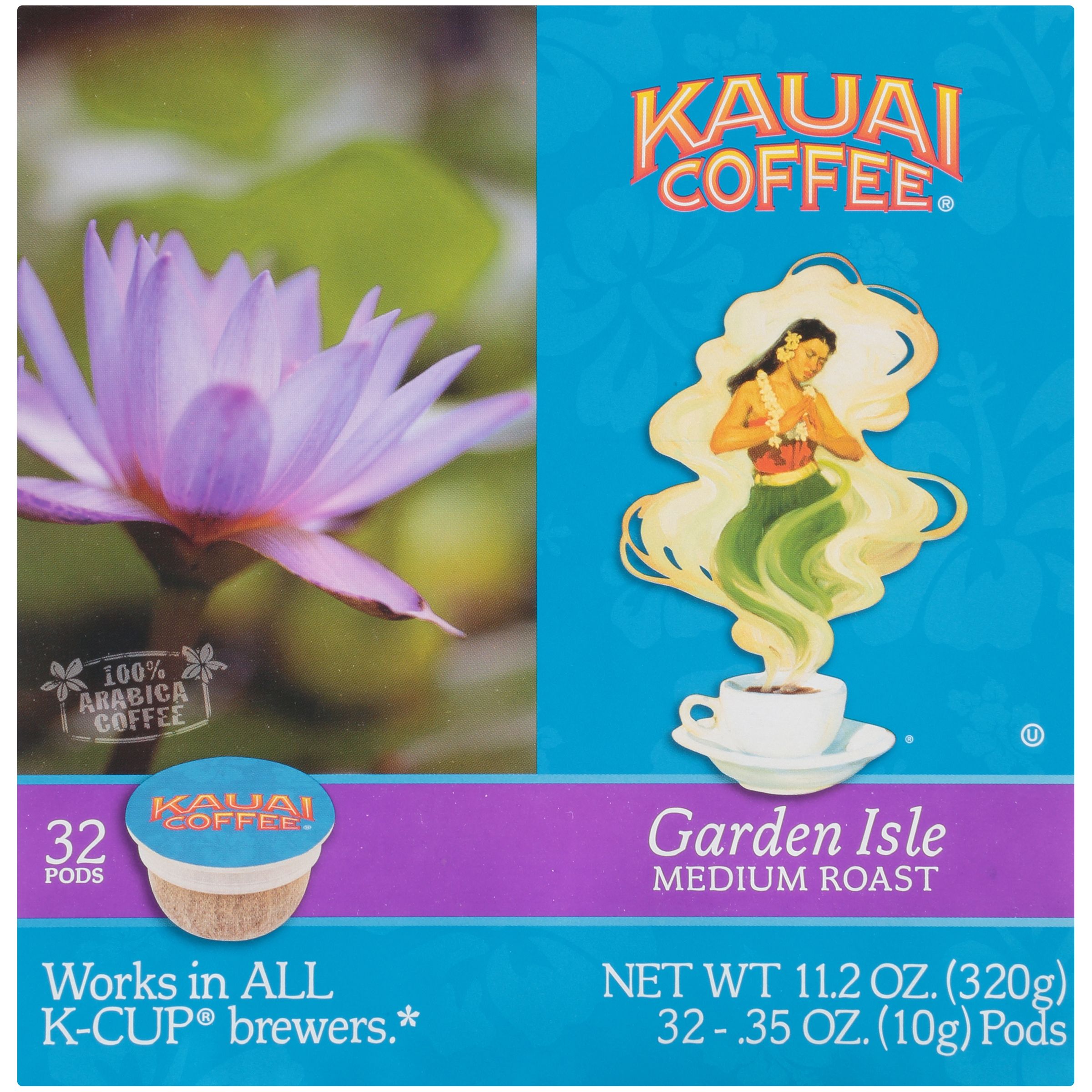Kauai Coffee Garden Isle K-Cup Coffee Pods, Medium Roast, 32 Ct