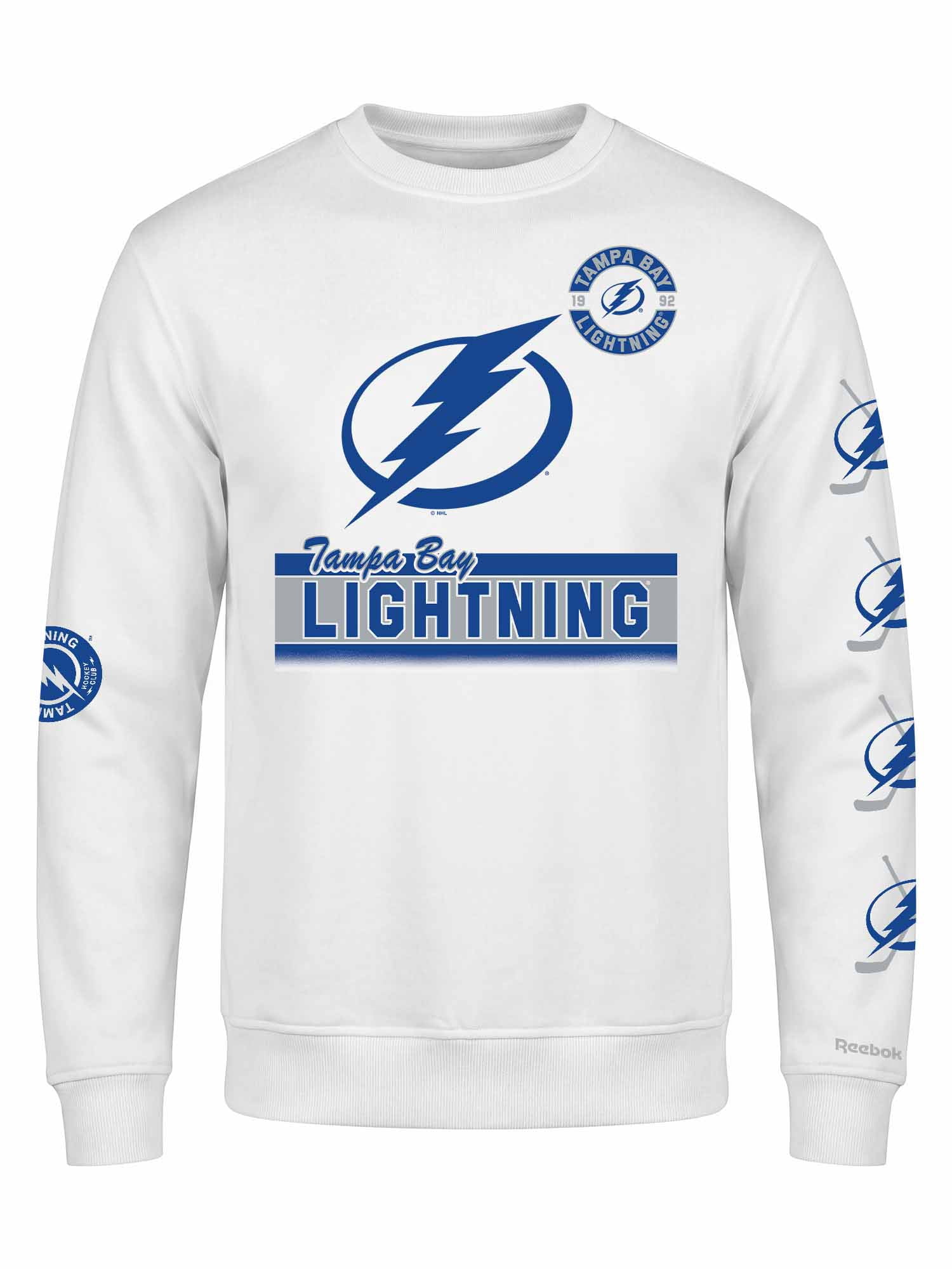 Tampa Bay Lightning Reebok Mens White Crew Sweatshirt