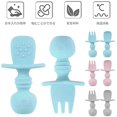 thumbnail image 3 of Baby Fork, Baby Learning Spoon, Silicone Spoon Fork, Ergonomic Learning Cutlery, Baby Cutlery Set, Baby Spoon Fork BPA Free Tableware (Gray), 3 of 5