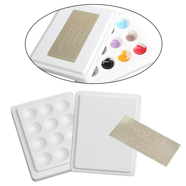 12-Well Ceramic Gouache Watercolor Paint Palette with Lid Widely Use  Premium