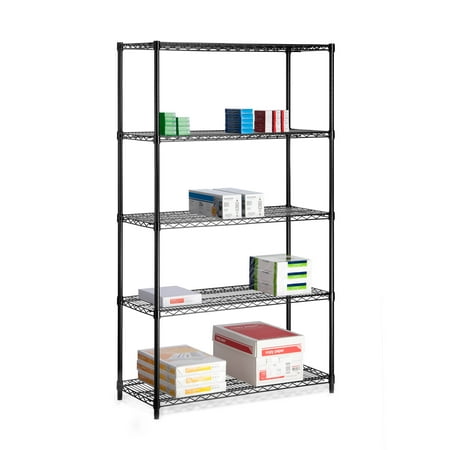 Honey-Can-Do 5-Tier Heavy-Duty Adjustable Shelving Unit With 800-lb Per Shelf Capacity, Black,Shelves & Shelf Units Black,Steel
