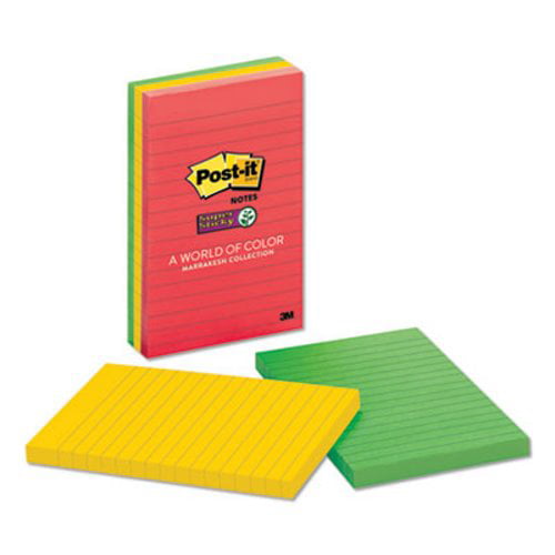 Post-it Super Sticky Notes, 4 x 6, Lined, Electric Glow, 3 Pads -  Walmart.com