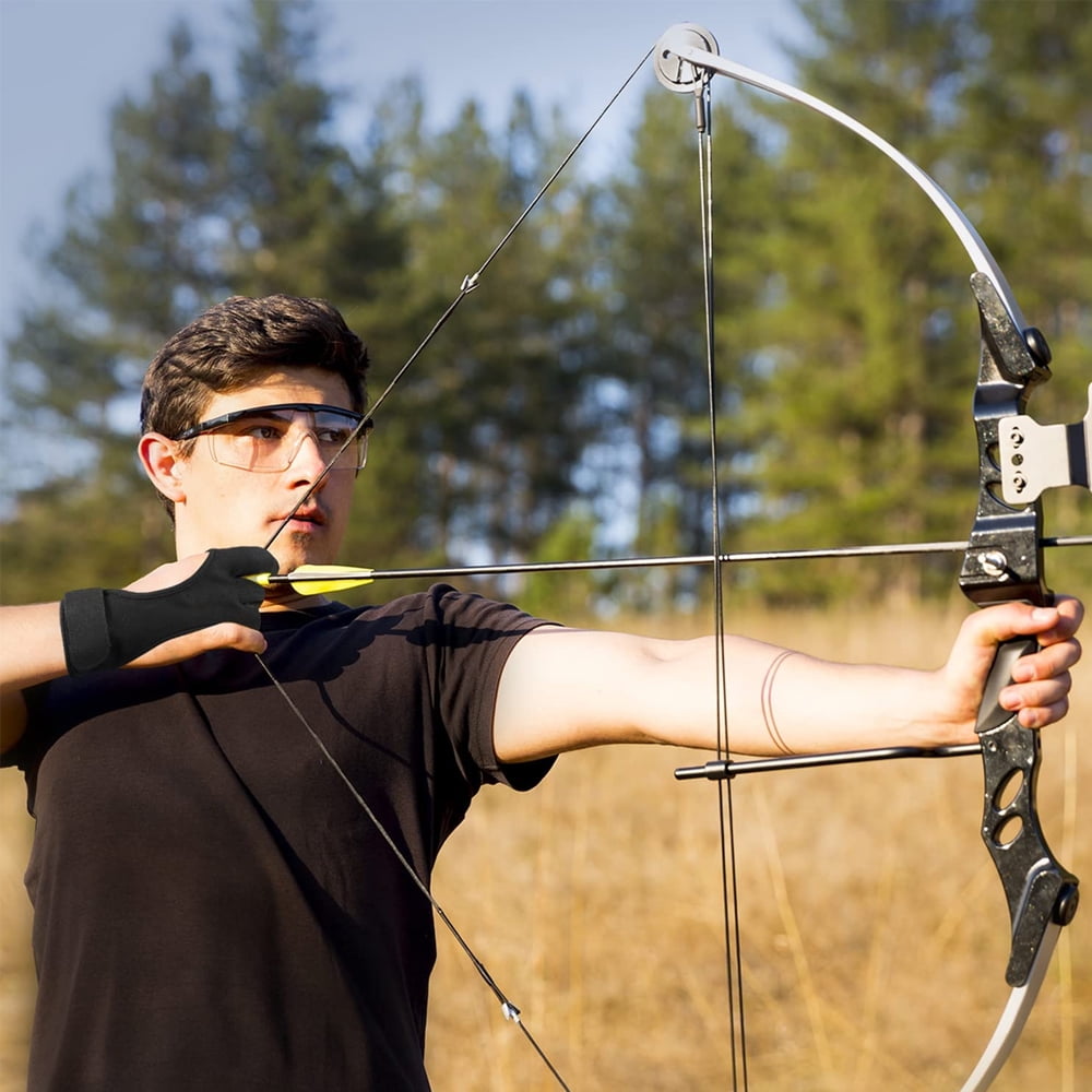 Gant De Tir à L'Arc 3 Doigts - Protection Main Réglable Antidérapant Pour Chasse Ou Cible