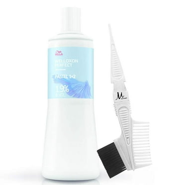 Wella Welloxon Perfect 1.9% 6 Volume Pastel Creme Developer 1 Liter and M Hair Designs Tint Brush/Comb (Bundle - 2 items)