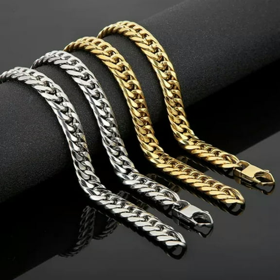EOEMY 9/11/13mm Fashion Women Men'S Chain 316L Stainless Steel Curb Cuban Link Neklace-Gold-13mm-34Inch Or 86Cm