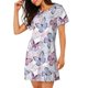 thumbnail image 2 of Fotbe Butterflies in Pastel Bata de Dormir para Mujer con Estampado, Camisón de Algodón de Manga Corta, Ropa de Dormir Casual, 2 of 6