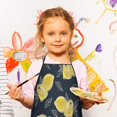 thumbnail image 2 of Yellow Lemon Fruit Slices DarkBlue Pattern Kids Aprons for Girls and Boys,Adjustable Neck Strap Toddler Aprons for Kids Cooking Baking, 2 of 6