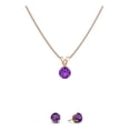 thumbnail image 2 of 18K Rose Gold 4ct Amethyst Round 18 Inch Necklace and Earrings Set Plated, 2 of 2