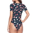 thumbnail image 4 of Daiia Cherry Blossoms print Women's Crew Neck Short Sleeve Bodysuit Fashion Tops Fit Casual Basic Extender Bodysuit-X-Large, 4 of 9