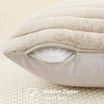 thumbnail image 3 of decorUhome Pack of 2 Faux Fur Plush Throw Pillow Covers 12x20, Soft Fluffy Striped Decorative Couch Pillow Covers , Beige, 3 of 9