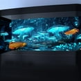 thumbnail image 5 of Blacklight Cyan Mushroom Black Light Aquarium Background UV Reactive Background Starry Sky Moonlight Terrarium Background with 10 EVA Double-Sided Tape, 24X12IN, 5 of 5