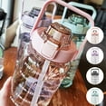 thumbnail image 2 of Hands DIY 2000ml Water Bottle with Bounce Lid and Scale Large Capacity Water Jug Portable Drinking Bottle with Straw Sport Drink Mug for Travel Outdoor Home Office Use, 2 of 9
