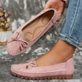thumbnail image 5 of Moccasins Women Slip on Penny Loafers Orthopedic Flat Shoes Bowtie Round Toe Hollow out Casual Walking Shoes Pink Size 8, 5 of 9