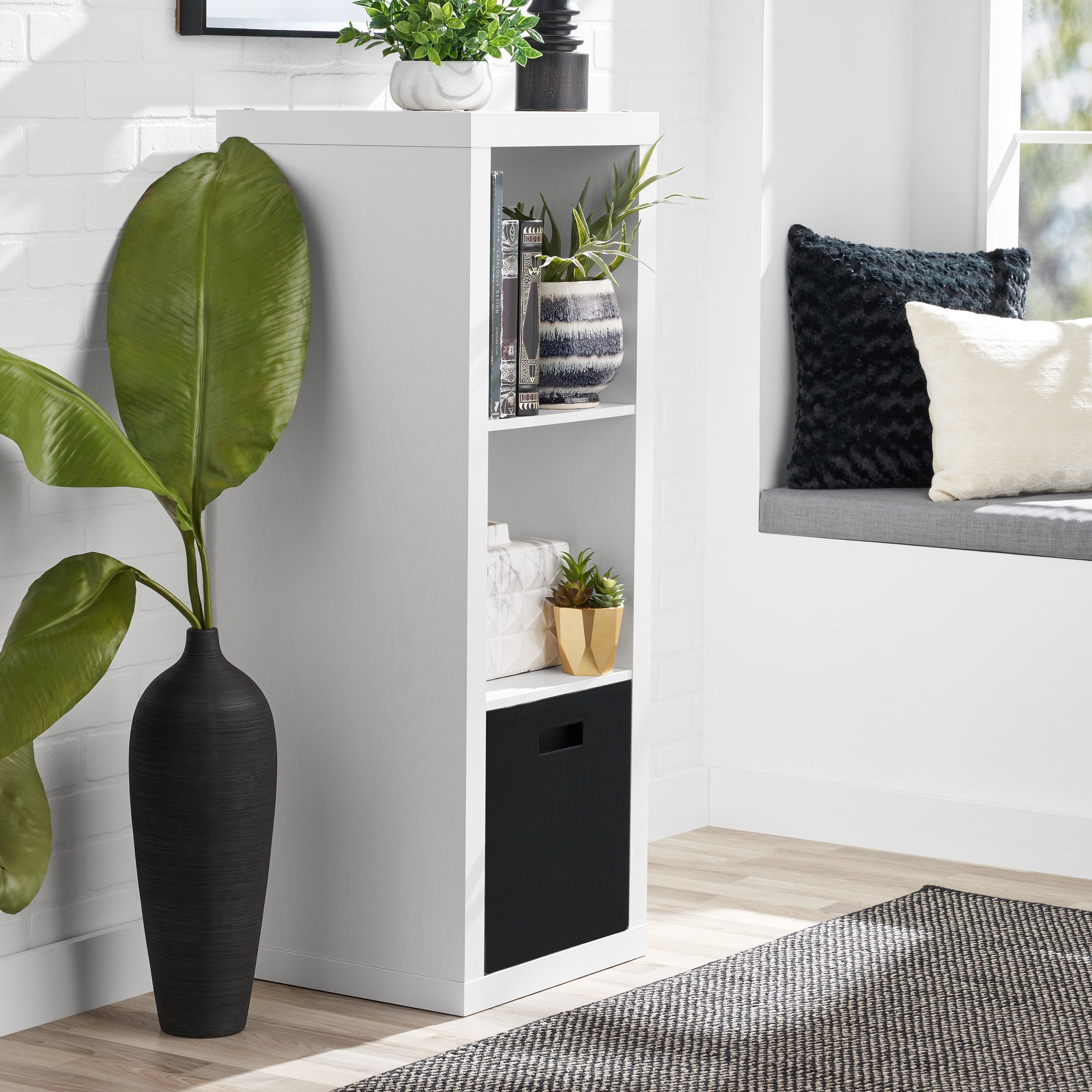 Better Homes & Gardens 3 Cube Storage Organizer, White Texture