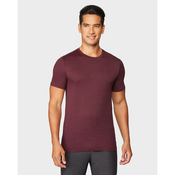 32 Degrees Short Sleeve T shirt Crew Neck Active Shiraz Space Dye (Burgandy) (L)