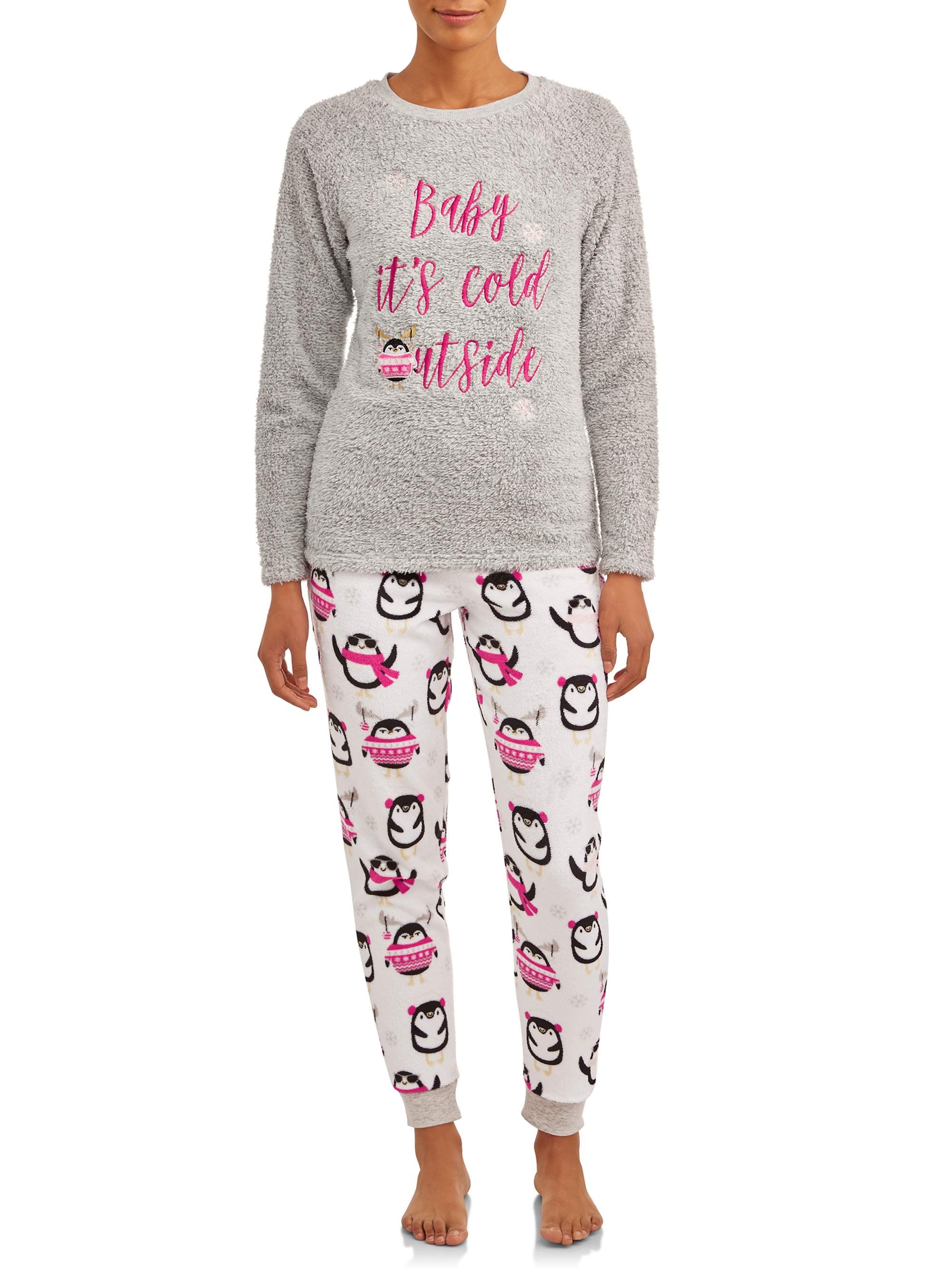 Holiday Time - Holiday Time Women's and Women's Plus Size Plush Pajamas, 2pc Set - Walmart.com