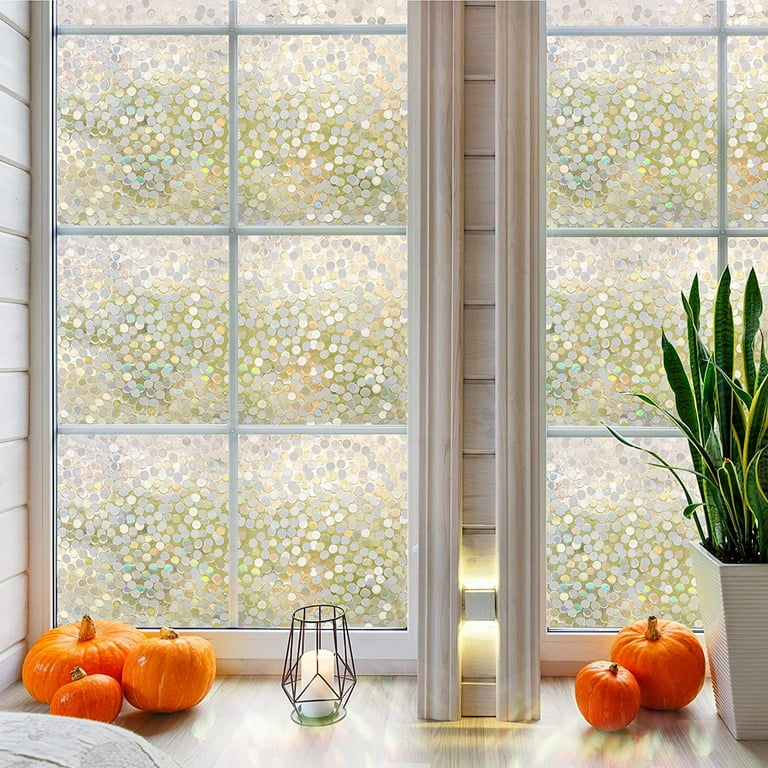  LUTE Window Privacy Film, Rainbow Window Film, 3D Decorative  Stained Glass Window Cling, Static Cling Non-Adhesive Removable Window  Covering, Sun UV Blocking Window Decal for Home 23.6 x 157.4 inches 