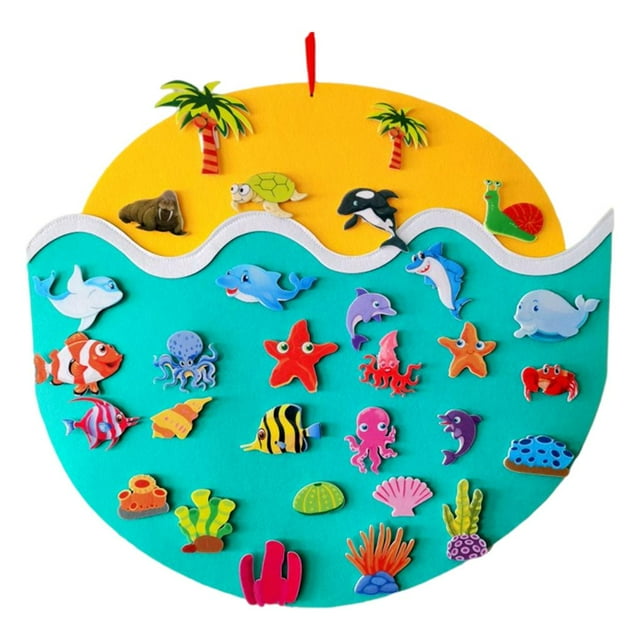 Tablero de Fieltro Montessori Baby Busy con Ganchos para Niños, Niñas, Juguete mundo océano Zulema sentí tablero ocupado