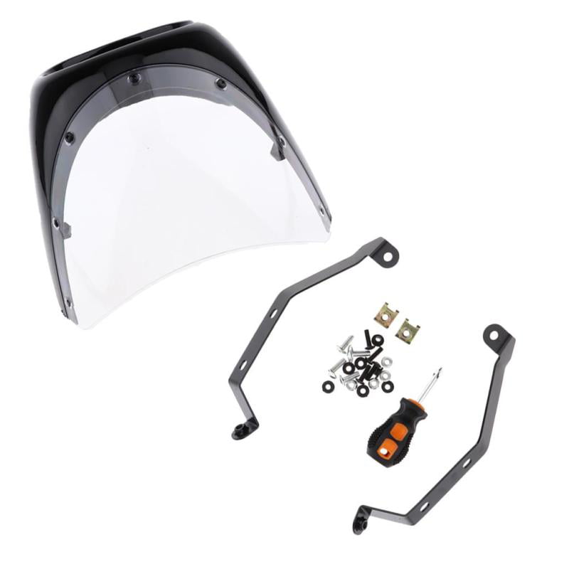 MagiDeal 7 Motorcycle Headlight Fairing Protector Windshield Kit Gloss Black Color