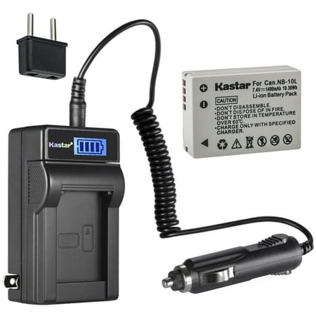 Kastar 1-Pack NB-10L Battery and LCD AC Charger Compatible with Canon PowerShot G1 X  PowerShot G3 X  PowerShot G15  PowerShot G16  PowerShot SX40 HS  PowerShot SX50 HS  PowerShot SX60 HS Cameras