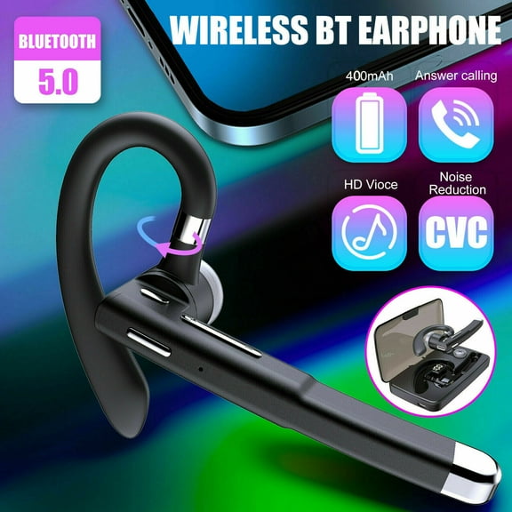 Bluetooth Headset CVC8.0 Dual-Mic Active Noise Cancelling Wireless Bluetooth Earpiece V5.0 Bluetooth Headphones 8 Hrs HD Talktime Hands-Free Earphones for Trucker/Business/Office/Driving (Black)
