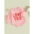 thumbnail image 3 of SUNSIOM Barboteuse Bébé Saint-Valentin Manches Longues Col Rond Imprimé Lettre Combinaison Garçon Fille, 3 of 9