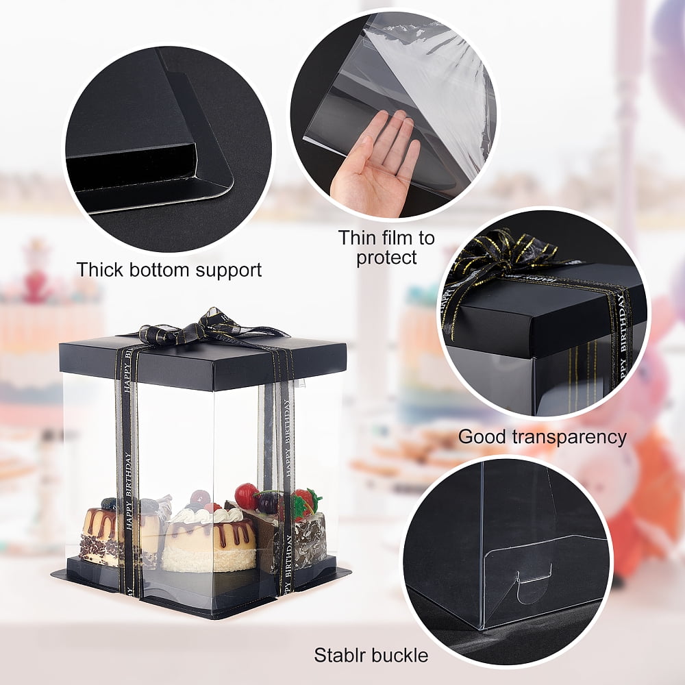 1 Bag DIY Cardboard Boxes with 1 Roll Polyester Ribbon Black Box: 17x17x20cm 9pcs Ribbon: 49.2yards(45m)/roll 1rollDIY