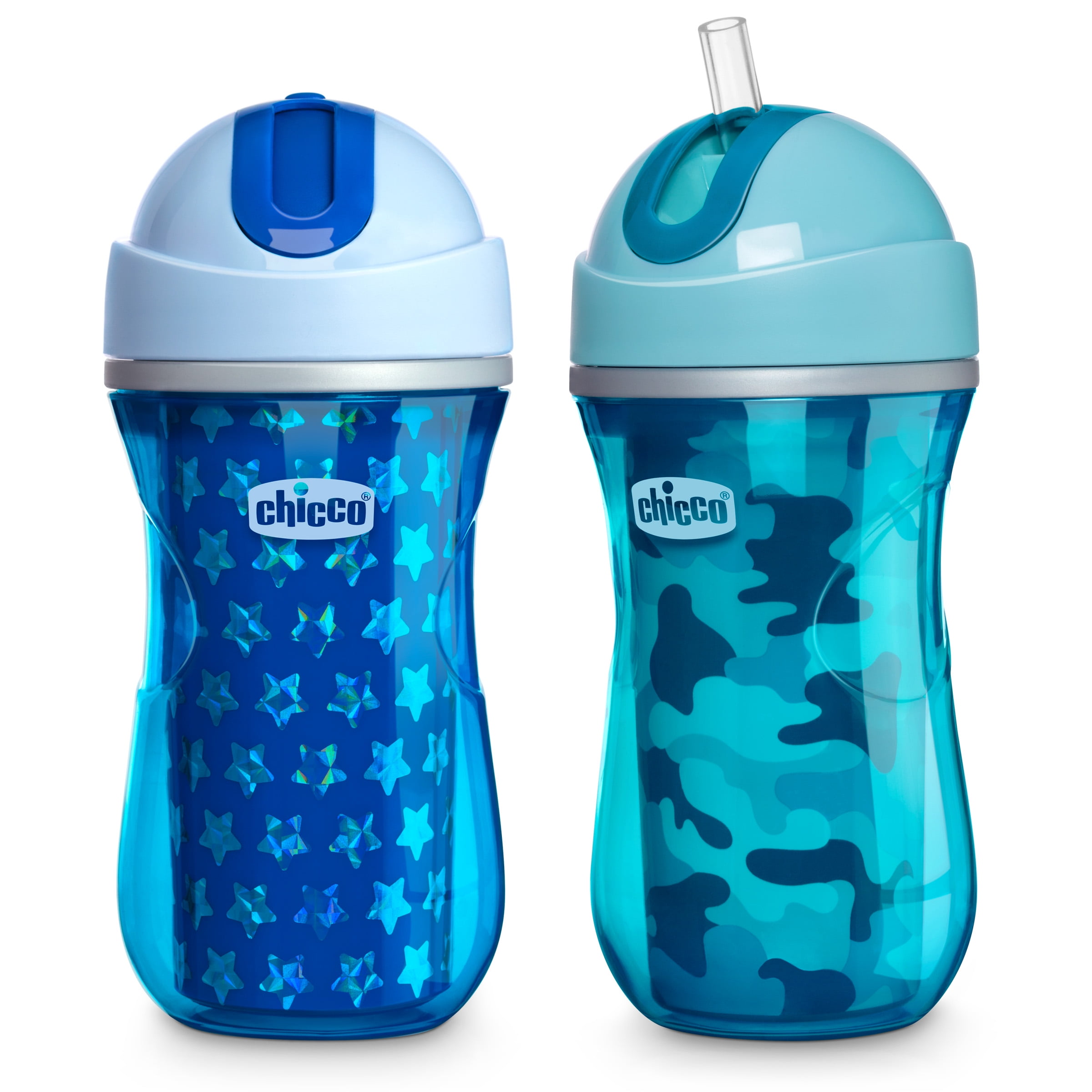 Chicco Insulated FlipTop Straw Cup 9oz, Blue/Teal, 12m+ (2pk
