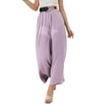 thumbnail image 2 of Franhais Women's Wide Leg Long Pants, Solid Color High Waist Loose Fit Side Pockets Trousers, Casual Simple Bottoms, 2 of 5
