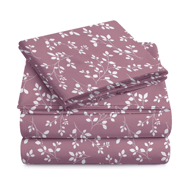 Kit 4 Piezas Juego De Sábanas Matrimonial Microfibra Suave Malubero Rosa