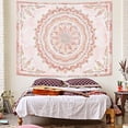 thumbnail image 4 of Boho Floral Mandala Tapestry Wall Hanging Pink Bohemian Flower Medallion Tapestry Aesthetic Watercolor Hippie Indian Small Tapestries for Bedroom Living Room Dorm Decor 40 x 30 Inch, 4 of 6