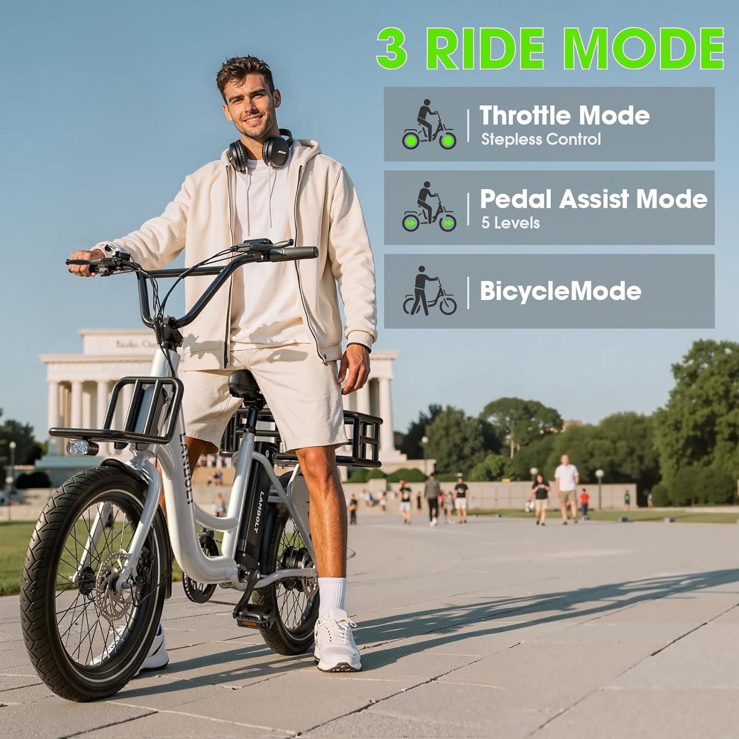 Electric Bike for Adults 1000W Peak Motor Ebike with 48V15Ah Removable Battery 20" x 3.0 Fat Tire Step-Thru 7-Speed Commuter Electric Bicycle Up to 24 MPH 70 Miles Range UL 2849 Certified