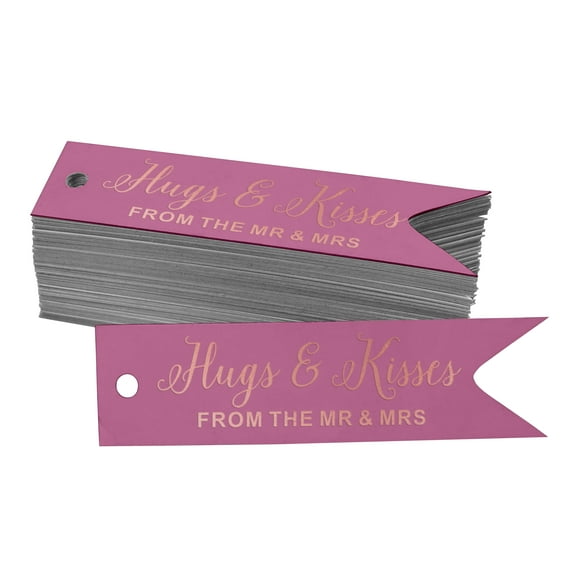 Inkdotpot Real Rose Gold Foil Hugs & Kisses From The Wedding Tags Favor Hang Paper Tags 100 Pieces