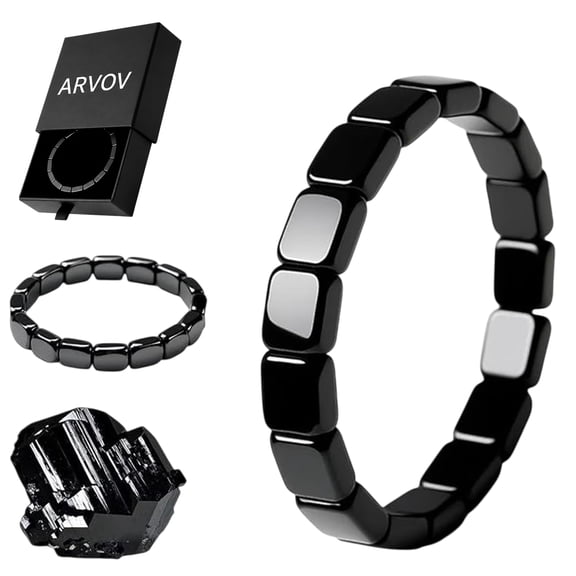 ARVOV Hematite Bracelet for Men, Natural Stone Beads, Stretch Fit, Black Beaded Bracelet, Men's Jewelry with Masculine Energy-Inspired Style for Daily Wear, Layering and Thoughtful Gifts