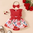 thumbnail image 2 of Shadoumai Girl Baby Sleeveless Lace Trim Jumpsuit Flower Bow Romper Outfit Headband 0-1 Year Old Summer Clothes, 2 of 9