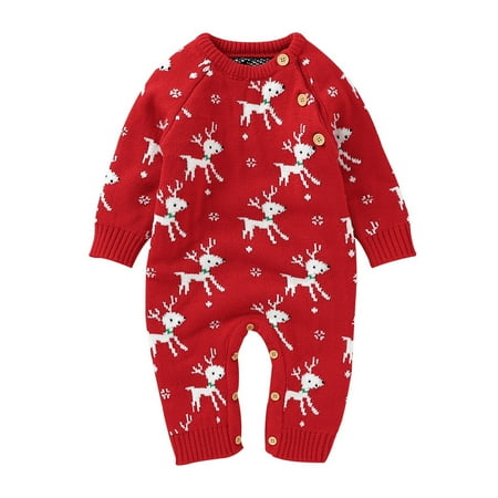 

Boys Bodysuits Deer Xmas Christmas Jumpsuit Romper Girls Sweater Outfits Cotton Knitted Baby Romper&Jumpsuit
