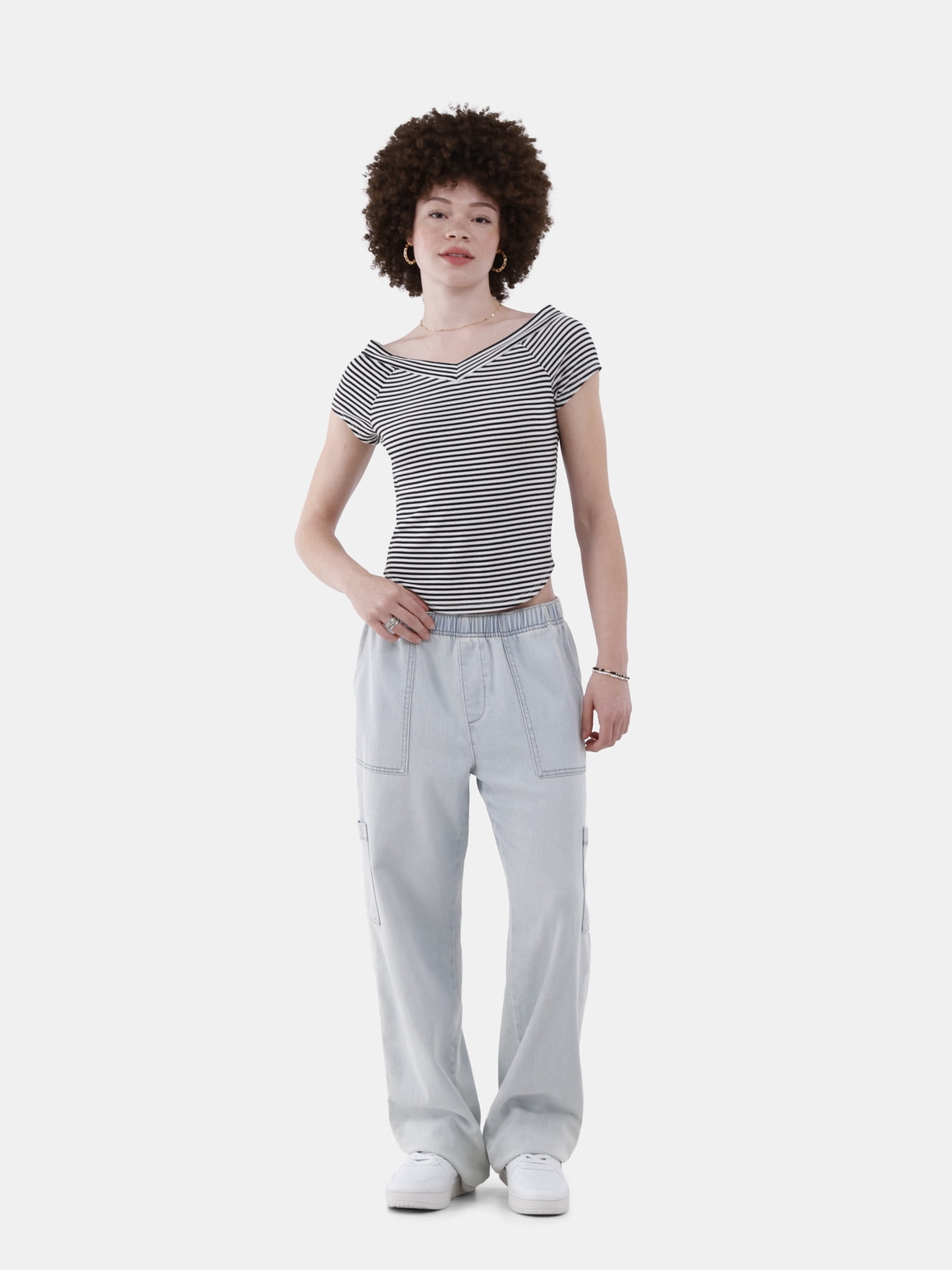 No Boundaries Wide Leg Utility Jeans, 30.5” Inseam, Women's No Boundaries Wide Leg Utility Jeans, 30.5” Inseam, Women's