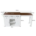 thumbnail image 5 of 74.8" Kitchen Island with Extendable Dining Table & Power Outlet - Rolling Storage Cart on Wheels with 3 Drawers & 2 Door Cabinet for Dining Room, White, 5 of 10