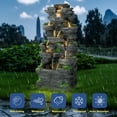 thumbnail image 2 of Haverchair 10 Tier Cascading Rock Outdoor Water Fountain, 40"H Garden Freestanding Rockery Natural Waterfall Fountains Outdoor with LED Lights, Soothing Tranquility Fountains for Home Garden Yard Dec, 2 of 9