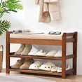 thumbnail image 1 of Shoe Rack Bench with Cushion, Entryway Bench Shoe Bench Shoe Storage Bench, Shoe Rack for Front Door Entrance, Shoe Rack Organizer for Entry, Hallway, Bedroom, Living Room, 1 of 8