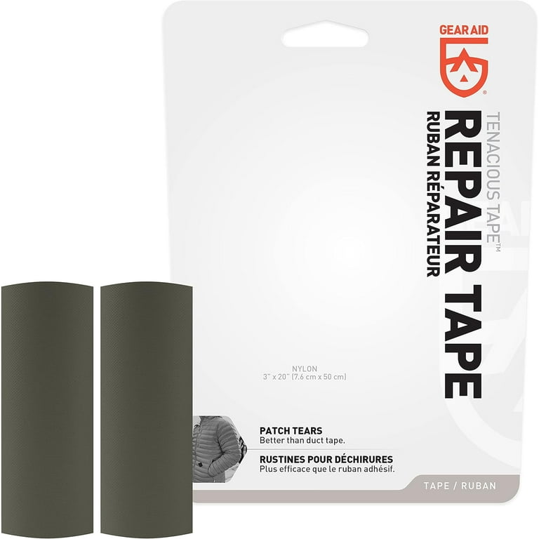 GEAR AID Tenacious Tape Ripstop Repair Tape for Fabric and Vinyl, 3” x 20”,  OD Green, 2 Pack