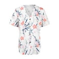 thumbnail image 5 of DYMADE Women Plus Size Wavy Collar Shirt Short Sleeve Printed Button Blouse Top, 5 of 6
