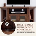 thumbnail image 5 of PHOYAL Farmhouse Corner TV Stand for TVs up to 48 Inchs with 2 Doors and Storage Shelves, Walnut, 5 of 7