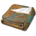thumbnail image 3 of Brown Teal Rust Colorful Metal Pattern 2 Throw Blanket Soft Cozy Flannel Fleece Warm Microfiber Blankets for Couch Sofa Bed 50"x60", 3 of 8